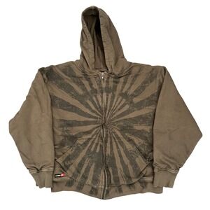 Tony Hawk Boys XL 18/20 Brown Graphic Zip Up Hoodie Waffle Lined Skater Jacket